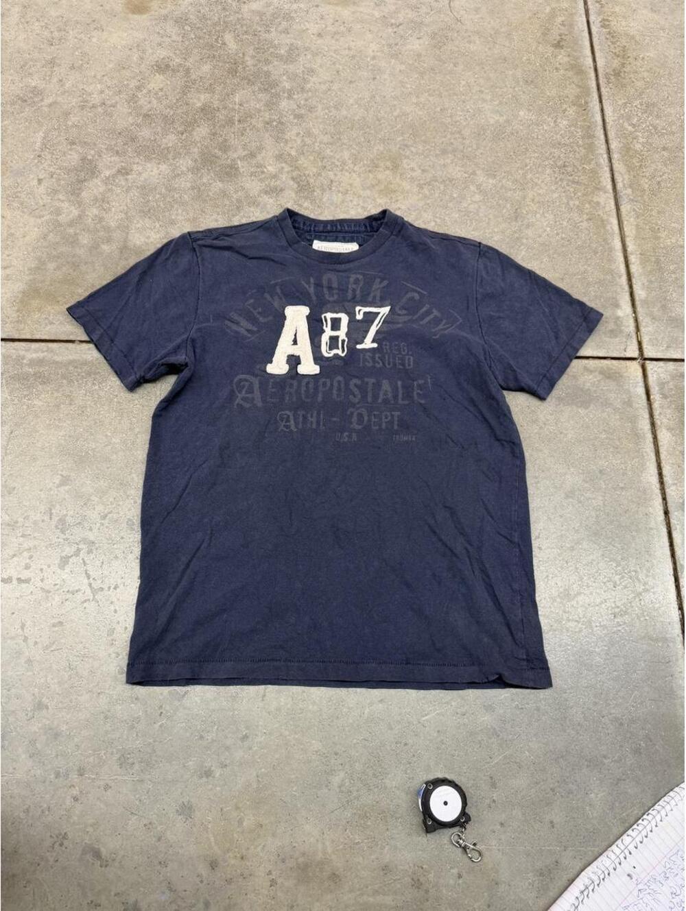 vintage aerpostale navy surf spell out new york city shirt size medium